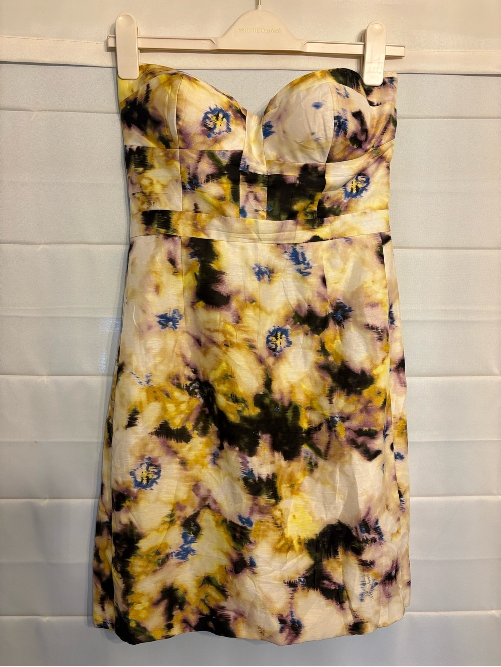 J. Crew Linen and Silk Strapless Watercolor Floral Cocktail Dress